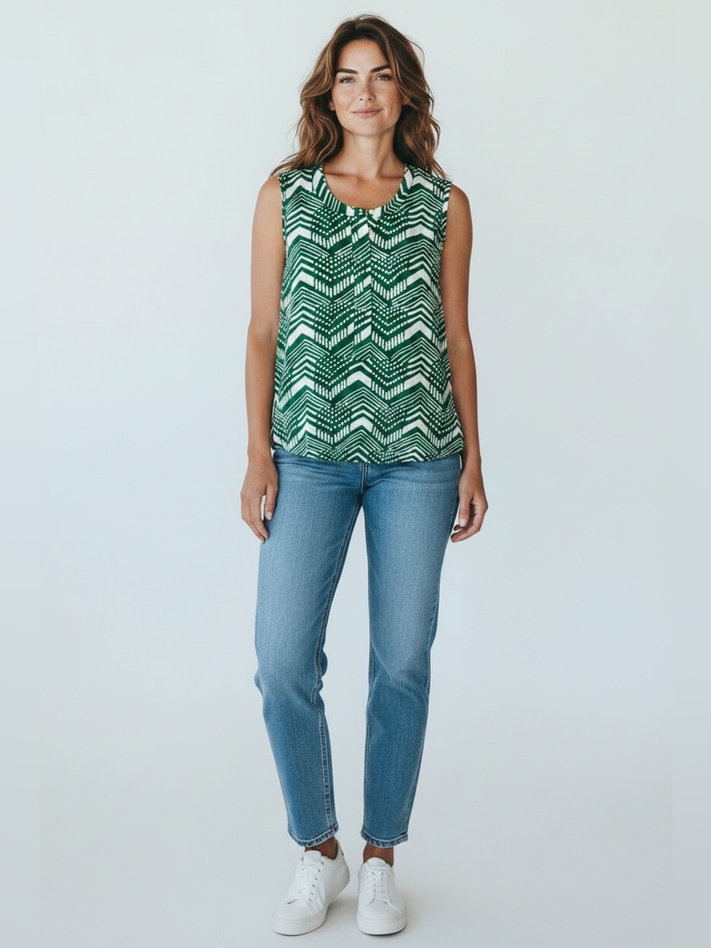 NWOT! J. Crew, green and white sleeveless top. Women’s size 00